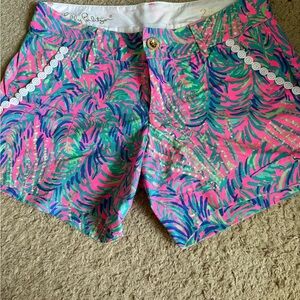 Lilly Pulitzer Pink and Green Shorts Tropical Print